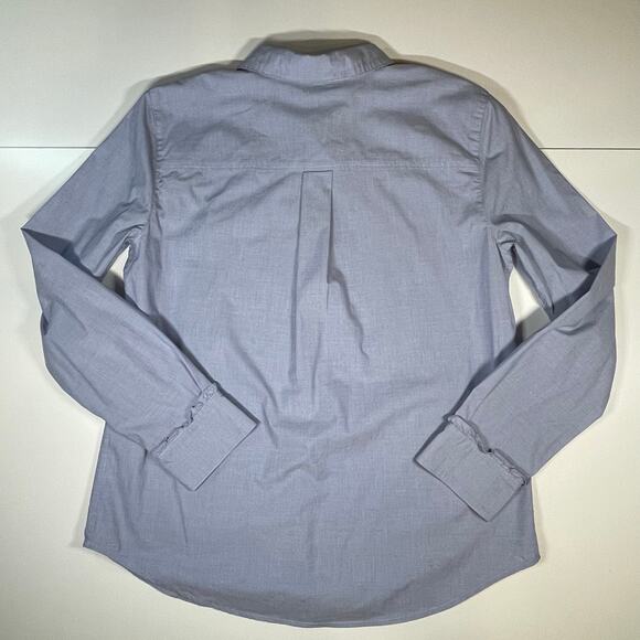 Draper James Blue Button Down Shirt Sz 6 Stretch Cotton Long Sleeve Classic Top - Picture 10 of 10